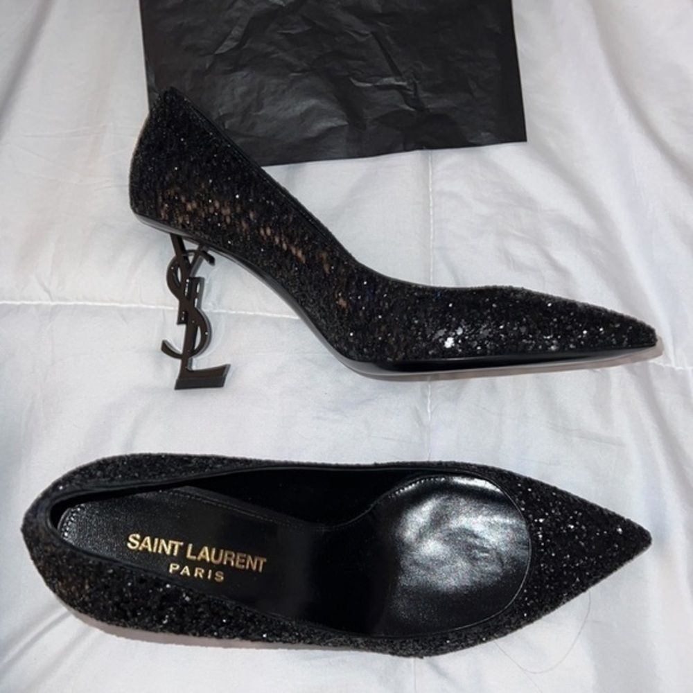 NEW Saint Laurent YSL 100% Authentic glitter heels‎ 👠 - Picture 3 of 9